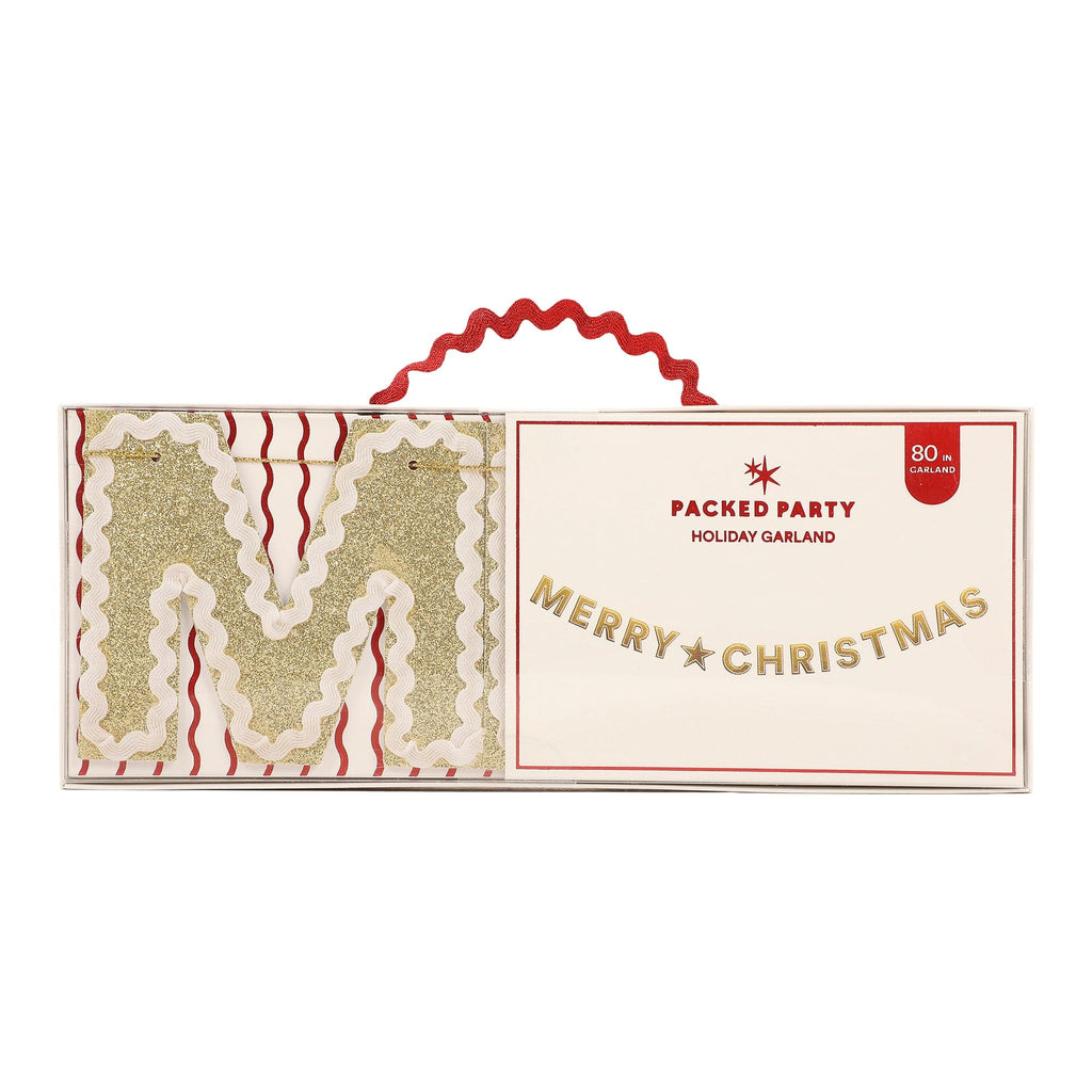 Merry Christmas Gold Shimmer Banner (Reusable Garland)