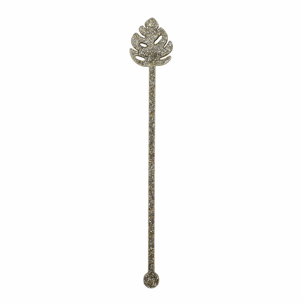 Palm Leaf Glitter Acrylic Drink Stirrers (4 ct)