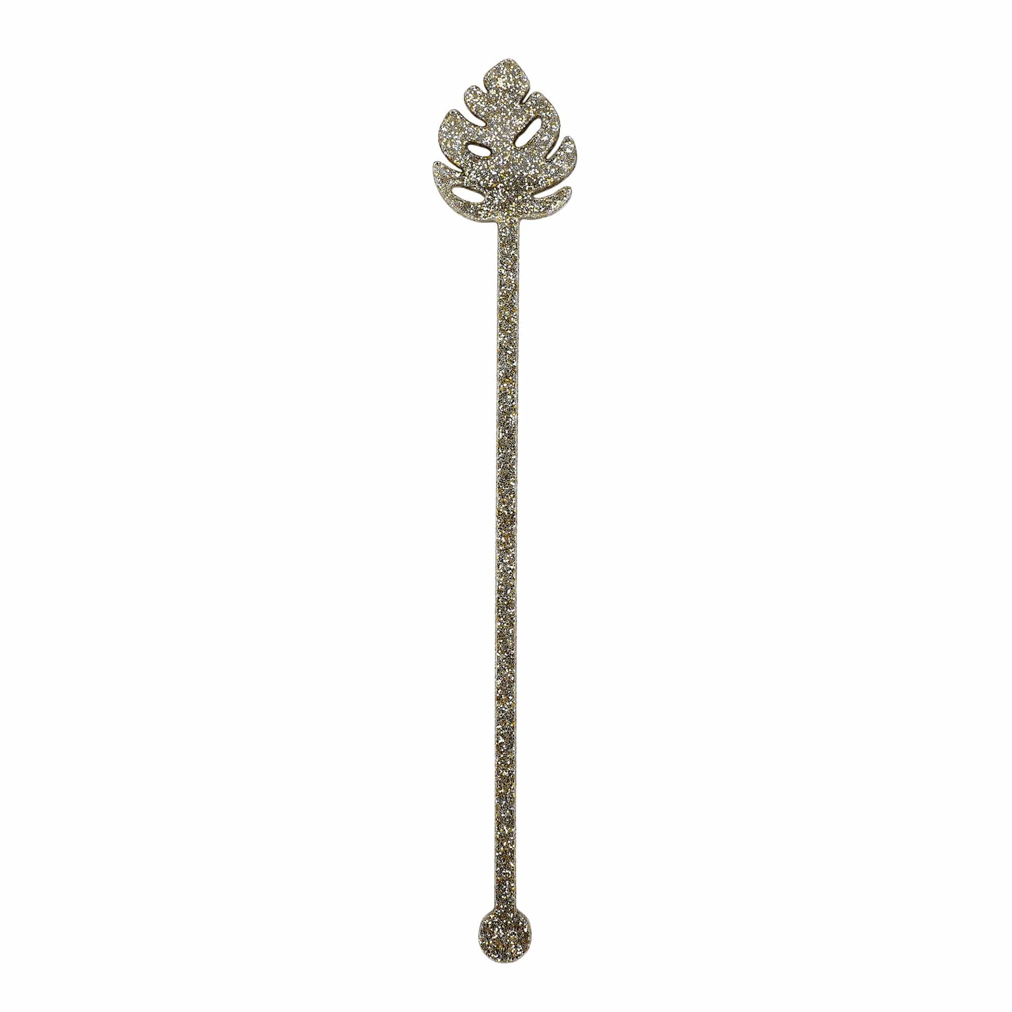 Palm Leaf Glitter Acrylic Drink Stirrers (4 ct)