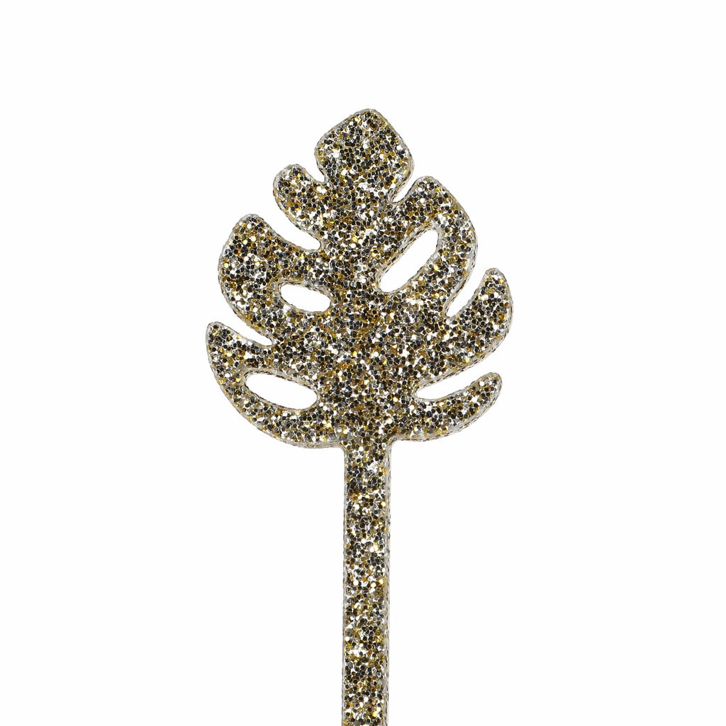 Palm Leaf Glitter Acrylic Drink Stirrers (4 ct)