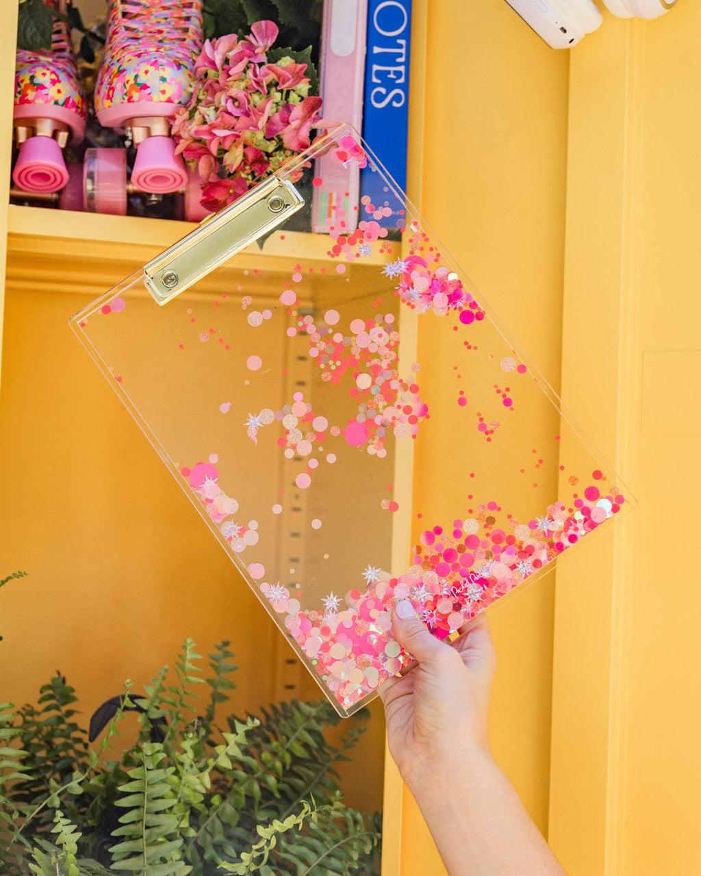 Pink Confetti Acrylic Clipboard