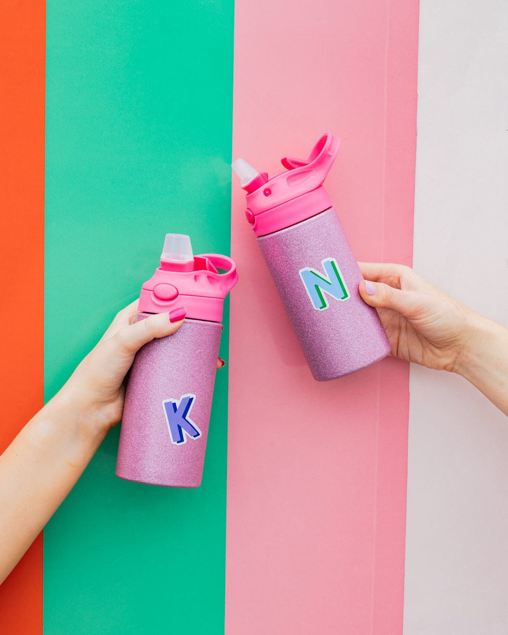 Pink Stainless Steel Glitter Water Bottle