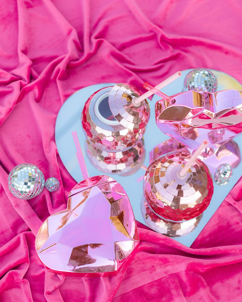 Pink Disco Heart Sipper (set of 2)