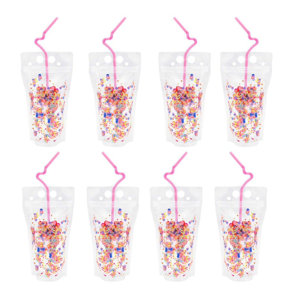 Multicolor Confetti Drink Pouches (Reusable set of 8 or 16)