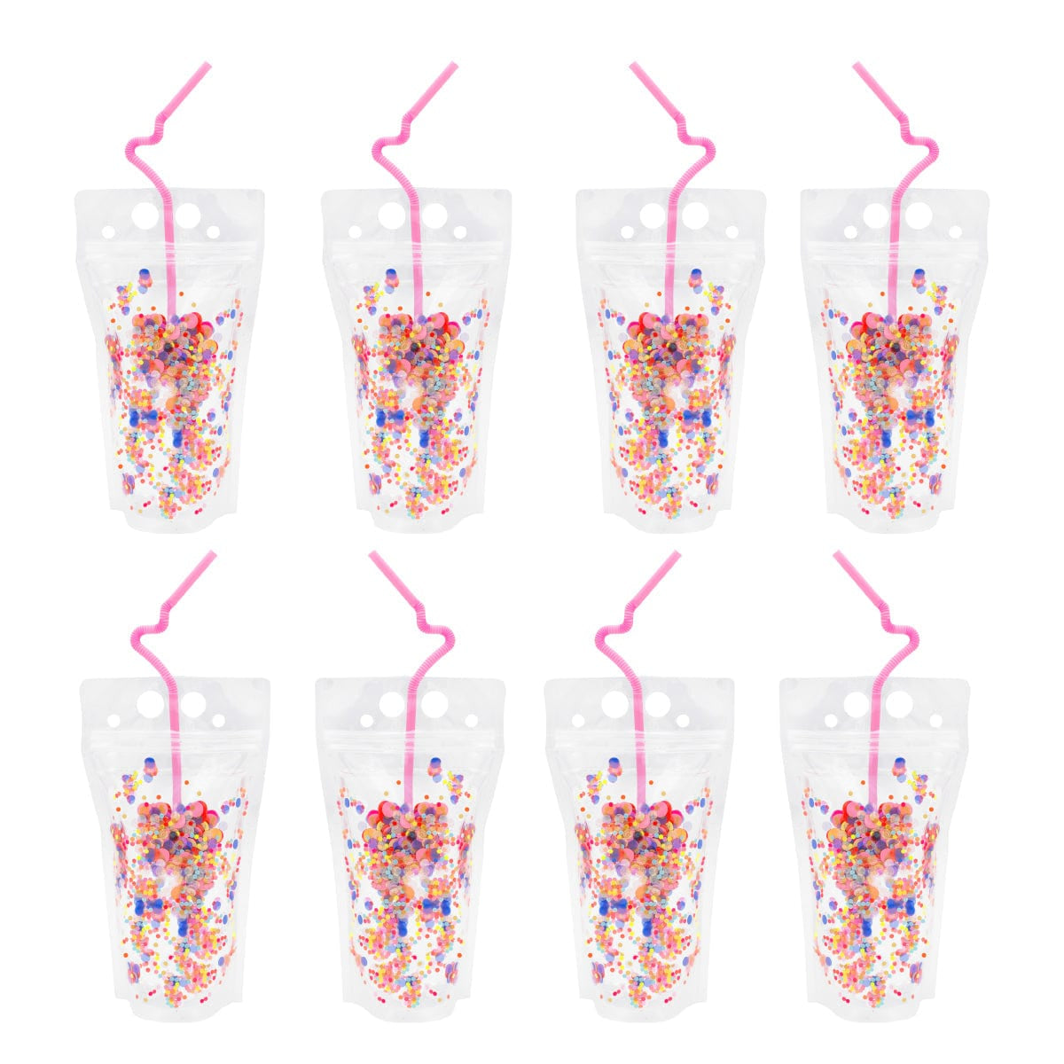 Multicolor Confetti Drink Pouches (Reusable set of 8 or 16)