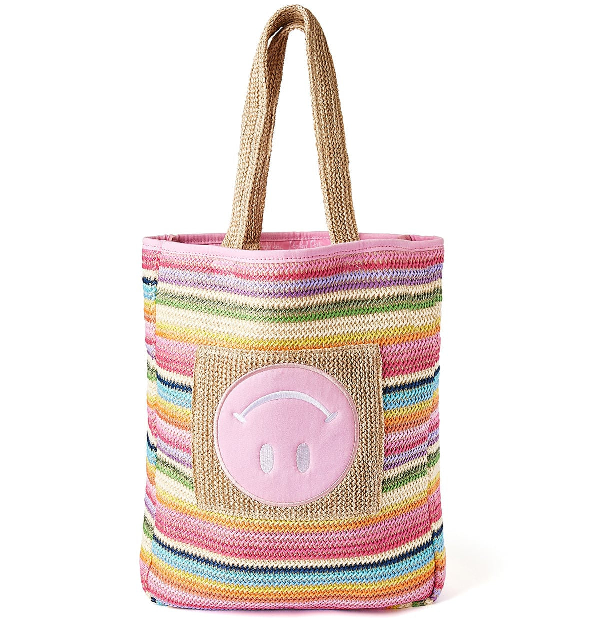 Smiley Woven Rainbow Tote