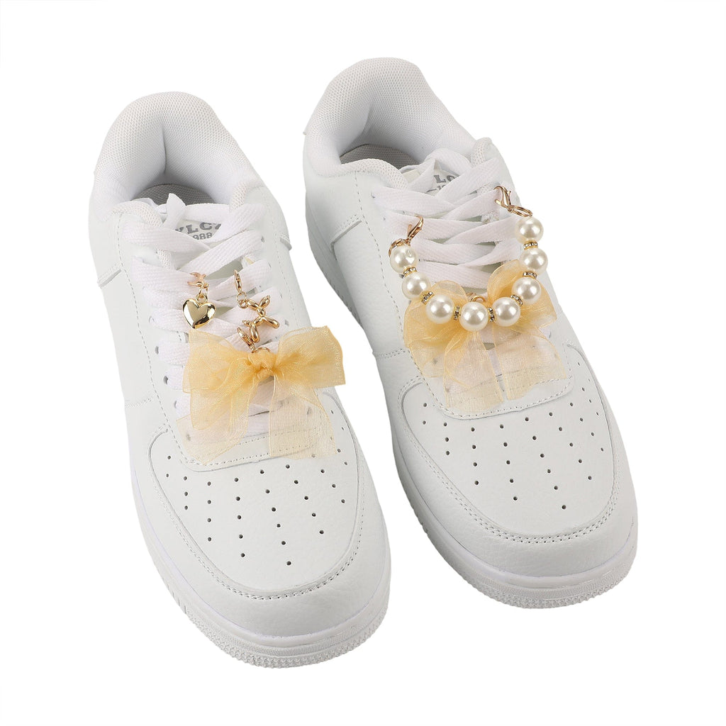 Shoe Charm Set - Gold Bows & Pearls