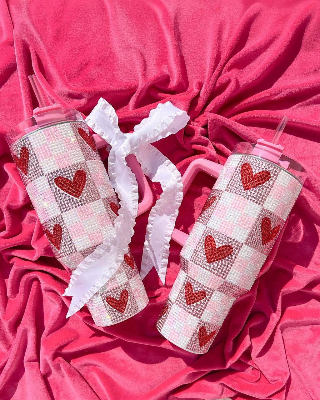 Rhinestone Hearts Stainless Steel Tumbler (Single or Set of 4)