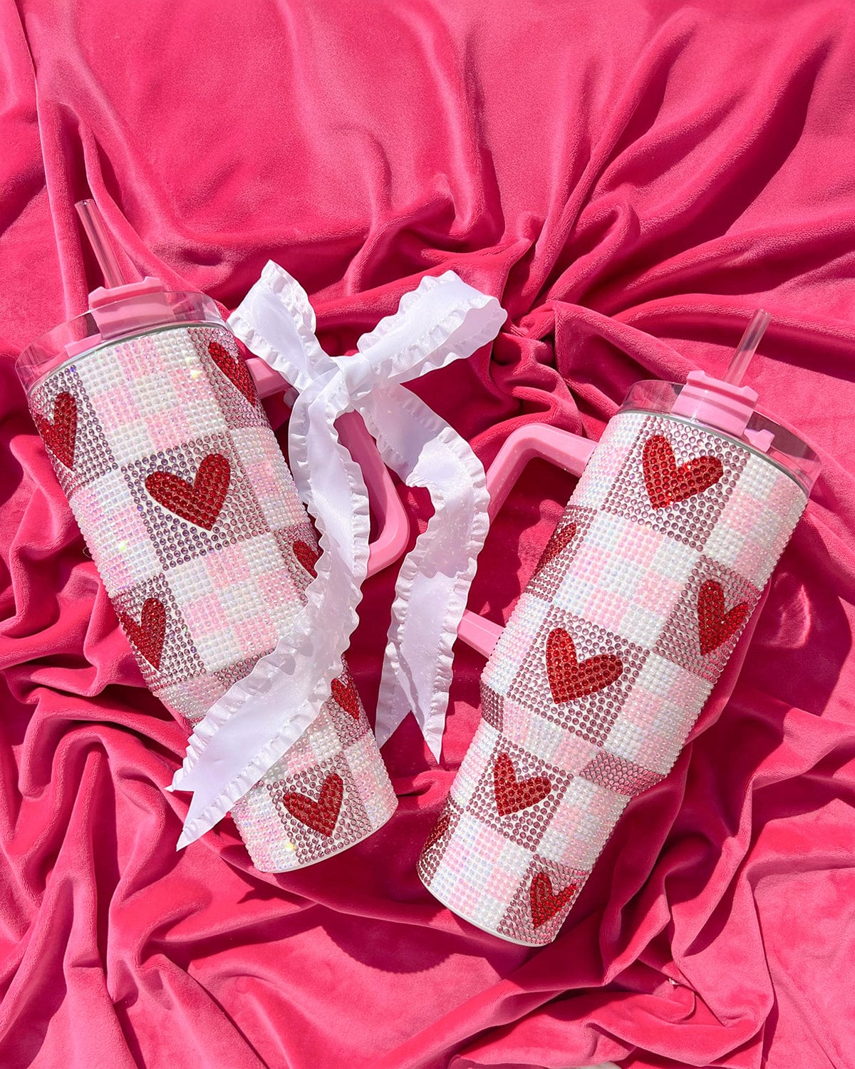 Rhinestone Hearts Stainless Steel Tumbler (Single or Set of 4)