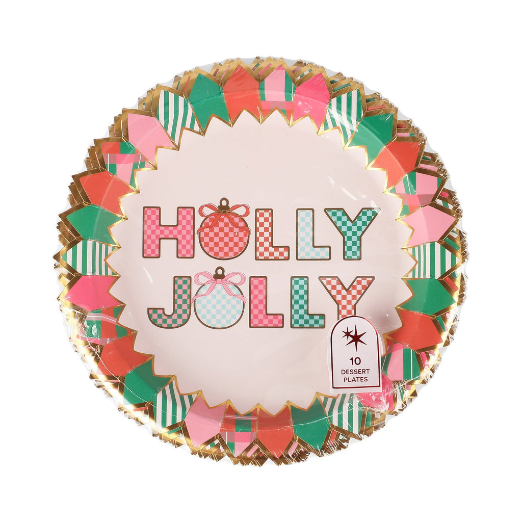Holly Jolly Christmas Dessert Plates (10 count)