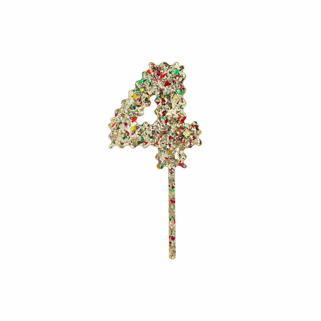 Gold Confetti Number Cake Toppers: 0-9