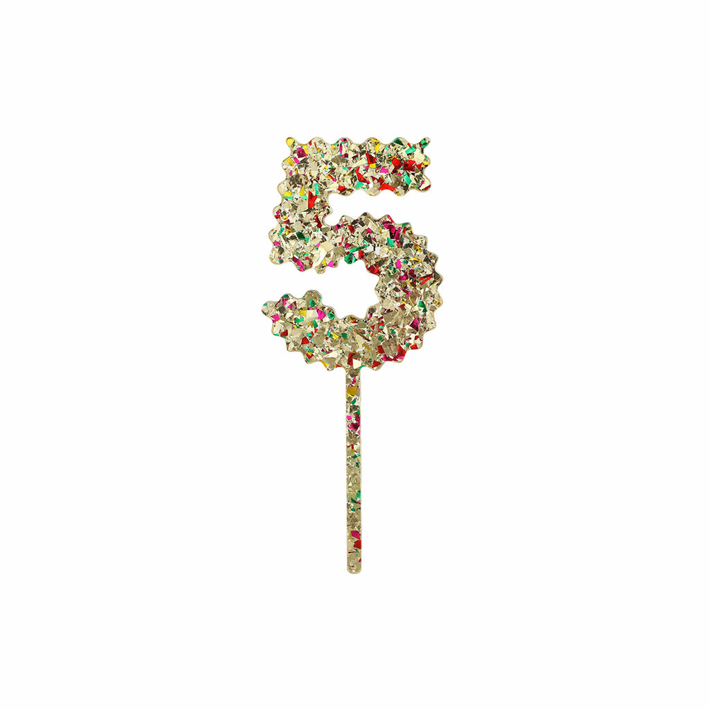Gold Confetti Number Cake Toppers: 0-9