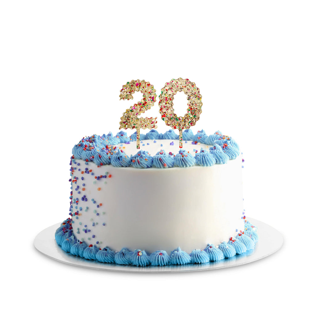 Gold Confetti Number Cake Toppers: 0-9