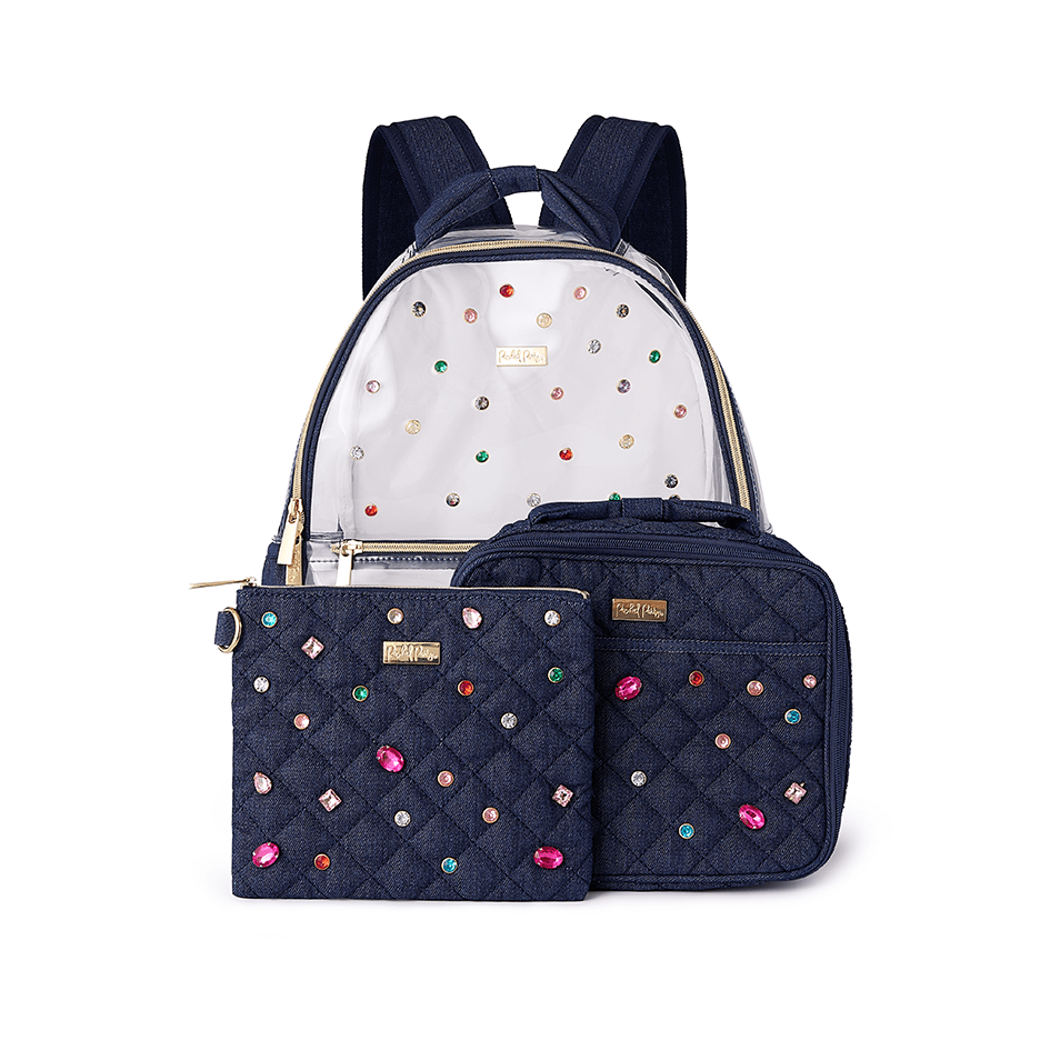 Denim and Gems Backpack Bundle (Backpack, Lunchbox & Pouch)