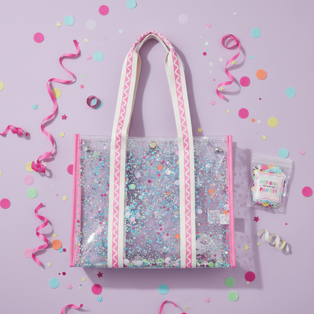 Confetti-filled Clear Vinyl Tote Bag